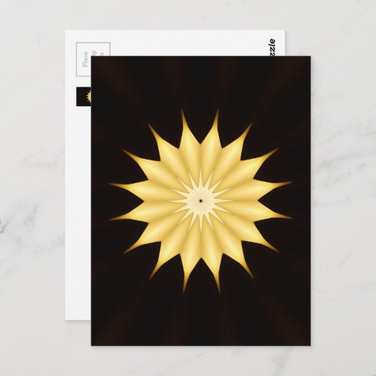 Carte Postale Kaleidoscope Design Bright Yellow Star (Devant / Derrière)