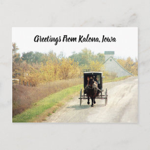 Carte Postale Kalona, Iowa Automne Amish Horse et Buggy