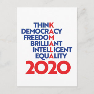 Carte Postale Kamala 2020 - Pensez Liberté Démocratique brillant