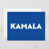 Carte Postale Kamala, bleu et blanc, typographie moderne et auda (Devant / Derrière)