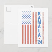 Carte Postale Kamala : élection présidentielle du drapeau améric (Devant / Derrière)