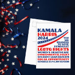 Carte Postale Kamala Harris 2024 Election Democrat Platform<br><div class="desc">Votez pour Kamala Harris pour la présidentielle de 2024 pour soutenir le programme du parti démocratique. Cette carte postale démocrate présente six raisons : les droits LGBTQ, la santé des femmes, la politique de l'environnement, la réforme des prêts étudiants, l'égalité des chances pour les minorités et les femmes, des lois...</div>