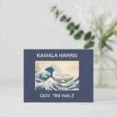 CARTE POSTALE KAMALA HARRIS MARCHE LA VAGUE BLEUE 2024 (Debout devant)