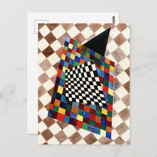 Carte Postale Kandinsky - Art abstrait vérifié, coloré (Devant / Derrière)