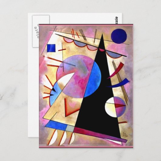 Carte Postale Kandinsky - Cubisme abstrait avec des roses et des (Devant / Derrière)