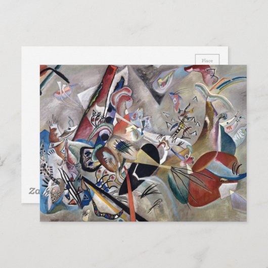 Carte Postale Kandinsky En Gris Oeuvre Abstraite (Devant / Derrière)