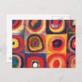 Carte Postale Kandinsky Farbstudie Cercles Carré Quadrate Art (Devant / Derrière)
