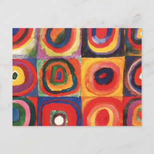 Carte Postale Kandinsky Farbstudie Cercles Carré Quadrate Art
