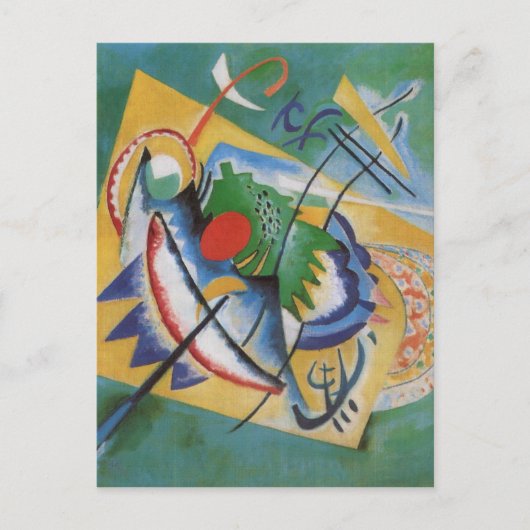 Carte Postale Kandinsky rouge ovale Abstraite oeuvre d'art vert (Devant)
