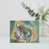 Carte Postale Kandinsky rouge ovale Abstraite oeuvre d'art vert  (Debout devant)