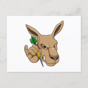 Carte Postale Kangaroo comme joueur de Dart avec Dart