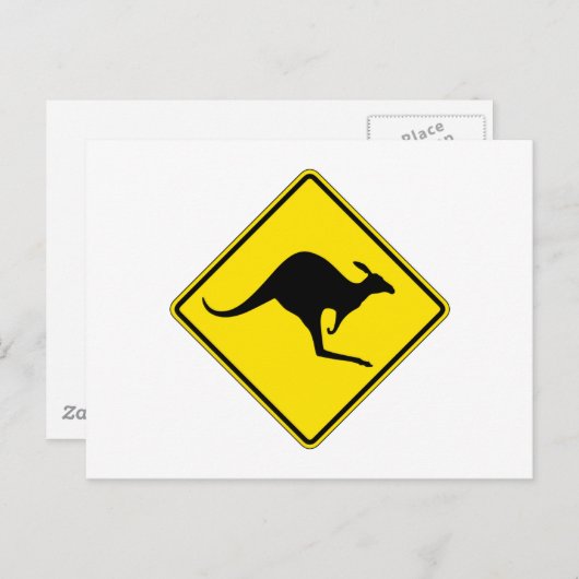 Carte Postale Kangaroo Crossing, Signal d'avertissement de trafi (Devant / Derrière)