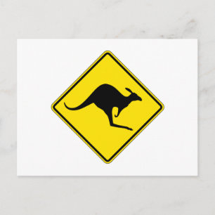 Carte Postale Kangaroo Crossing, Signal d'avertissement de trafi