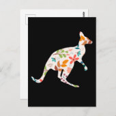 Carte Postale Kangaroo Fleur Silhouette Animal Australien (Devant / Derrière)