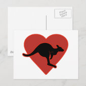 Carte Postale Kangaroo Love Red Heart (Devant / Derrière)