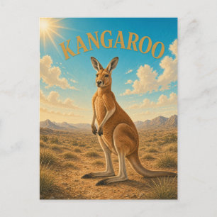 Carte Postale Kangaroo Rouge Outback Aquarelle GeoSaga