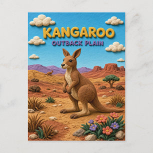 Carte Postale Kangourou, Art en argile de la plaine de l'arrière