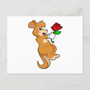 Carte Postale Kangourou avec Fleur