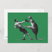 Carte postale kangourou vintage Boxe (Devant / Derrière)
