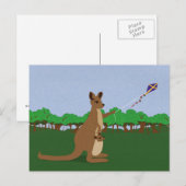 Carte Postale Kangourous de bande dessinée pilotant un (Devant / Derrière)