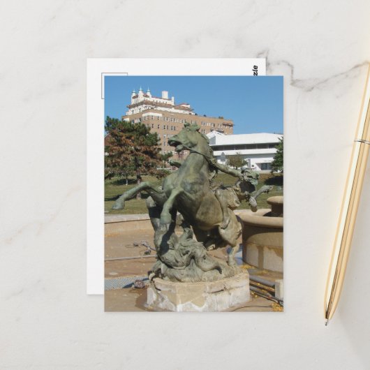 Carte Postale Kansas City Fountain Horse in Autumm (Devant/Arrière en situation)