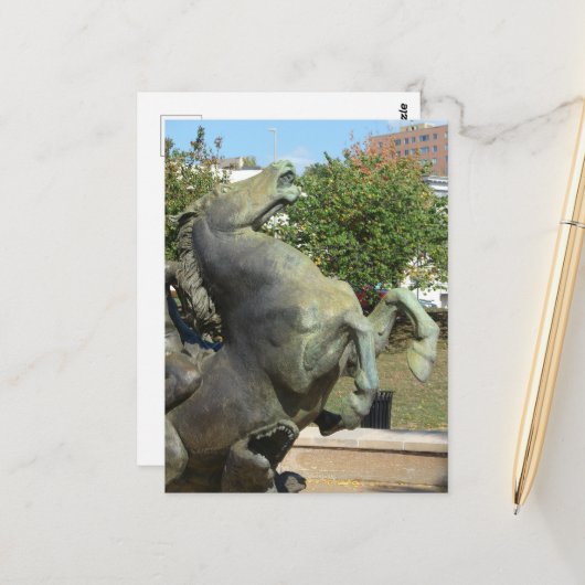 Carte Postale Kansas City Fountain Horse in Autumm (Devant/Arrière en situation)