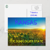 Carte postale Kansas "L'État du tournesol" (Devant / Derrière)