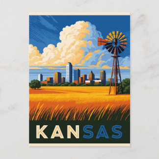 Carte Postale 🌾 Kansas USA Great Plains And Prairie Travel