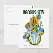 Carte Postale Kansas, ville des fontaines, (Devant / Derrière)