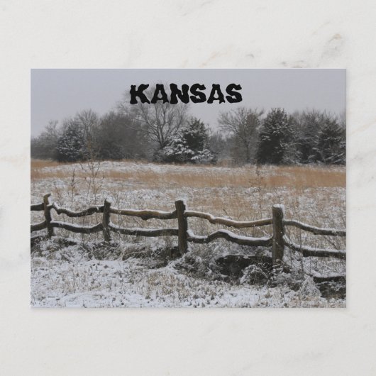 Carte postale Kansas Wooden Fence Winter Wonderlan (Devant)