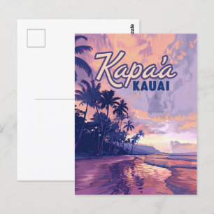 Carte Postale Kapaa Kauai Hawaii Beach Coucher de soleil Palmier