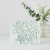 Carte Postale Karachi Pakistan Map Minimal (Debout devant)