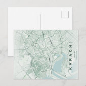 Carte Postale Karachi Pakistan Map Minimal (Devant / Derrière)