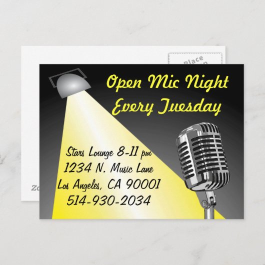 Carte Postale Karaoke / Open Mic Night (Devant / Derrière)