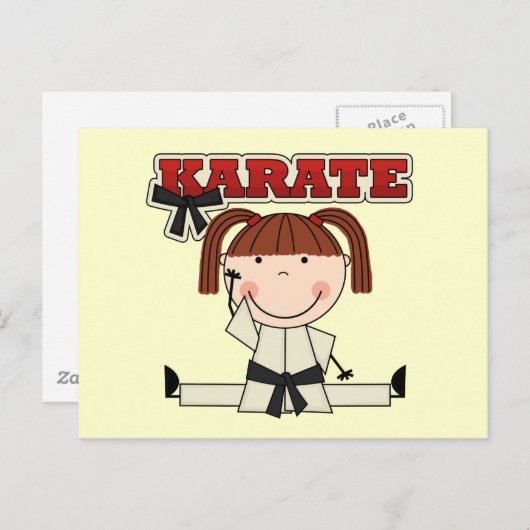 Carte Postale KARATE - Brunette Girl T-shirts et cadeaux (Devant / Derrière)