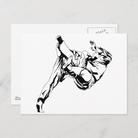 Carte Postale Karate et un judo. Techniques des lancements (Devant / Derrière)