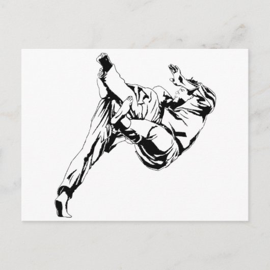Carte Postale Karate et un judo. Techniques des lancements (Devant)