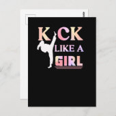 Carte Postale Karate Taekwondo Jiu Jitsu Girl Fighting Fun (Devant / Derrière)