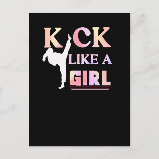 Carte Postale Karate Taekwondo Jiu Jitsu Girl Fighting Fun (Devant)