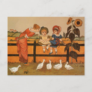 Carte Postale Kate Greenaway, Victorienne enfants canards