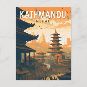 Carte Postale Kathmandu Népal Voyage Art Vintage
