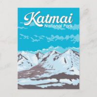 Katmai National Park Illustration Voyage Art Retro