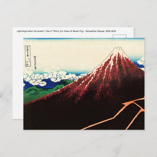 Carte Postale Katsushika Hokusai - Éclairages sous le sommet (Devant / Derrière)