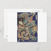 Carte Postale Katsushika Hokusai - Vechtende helden (Devant / Derrière)