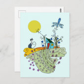 Carte Postale Katze mit Haus (Devant / Derrière)