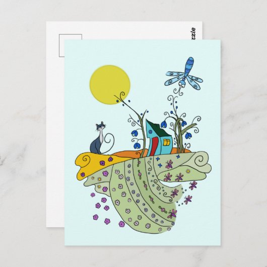 Carte Postale Katze mit Haus (Devant / Derrière)