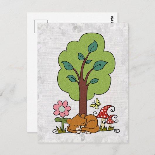 Carte Postale Katze unterm Baum (Devant / Derrière)