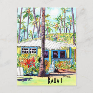 Carte Postale Kauai Hawaii Aloha Plantation Jaune Cottage