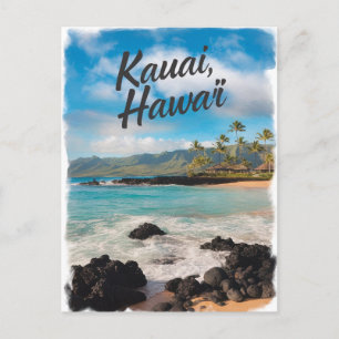 Carte Postale Kauai Hawaii Aquarelle Peinture