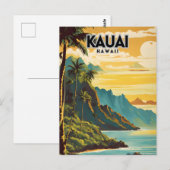 Carte Postale Kauai Hawaii Nostalgic Retro Travel Art (Devant / Derrière)